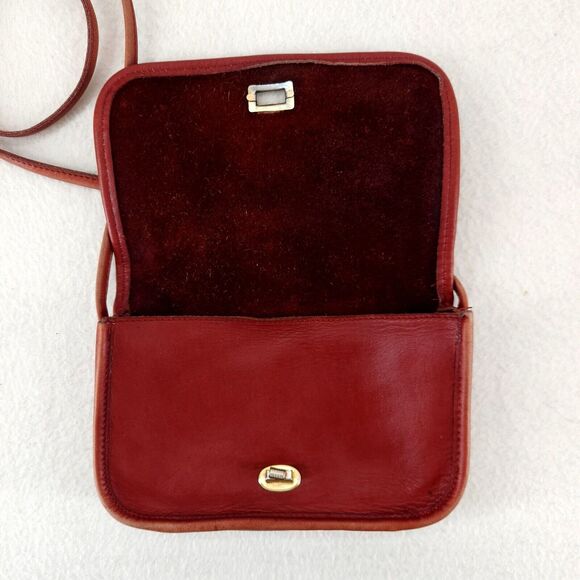 Vintage 70s Brown Leather Crossbody Bag Classic Turnlock Minimalist Quiet Luxury - Picture 3 of 9